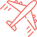 Icono de avión despegando, representando viajes y transporte aéreo. Ideal para temas relacionados con la aviación y la planificación de viajes.