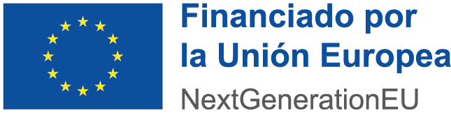 Logotipo de la Unión Europea con texto que indica "Financiado por la Unión Europea" y "NextGenerationEU", representando iniciativas de financiamiento y apoyo de la UE.