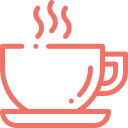 Taza de café humeante en color rojo, simbolizando la calidez y el disfrute de una bebida reconfortante. Ideal para ilustrar artículos sobre café, relajación o momentos de pausa.