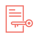 Icono de un documento con un texto y una llave, representando conceptos de seguridad y acceso a información. Ideal para temas de gestión de contraseñas y protección de datos.